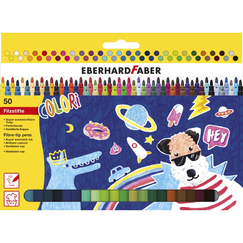 EBERHARD FABER COLORI felt-tip pens, round, 1.0 mm, 50 pieces