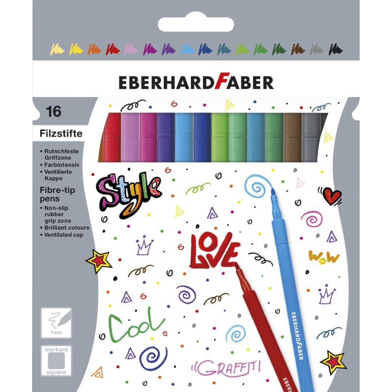EBERHARD FABER feutres, 8 pièces, largeur de trait 1,0 mm, assortis couleurs