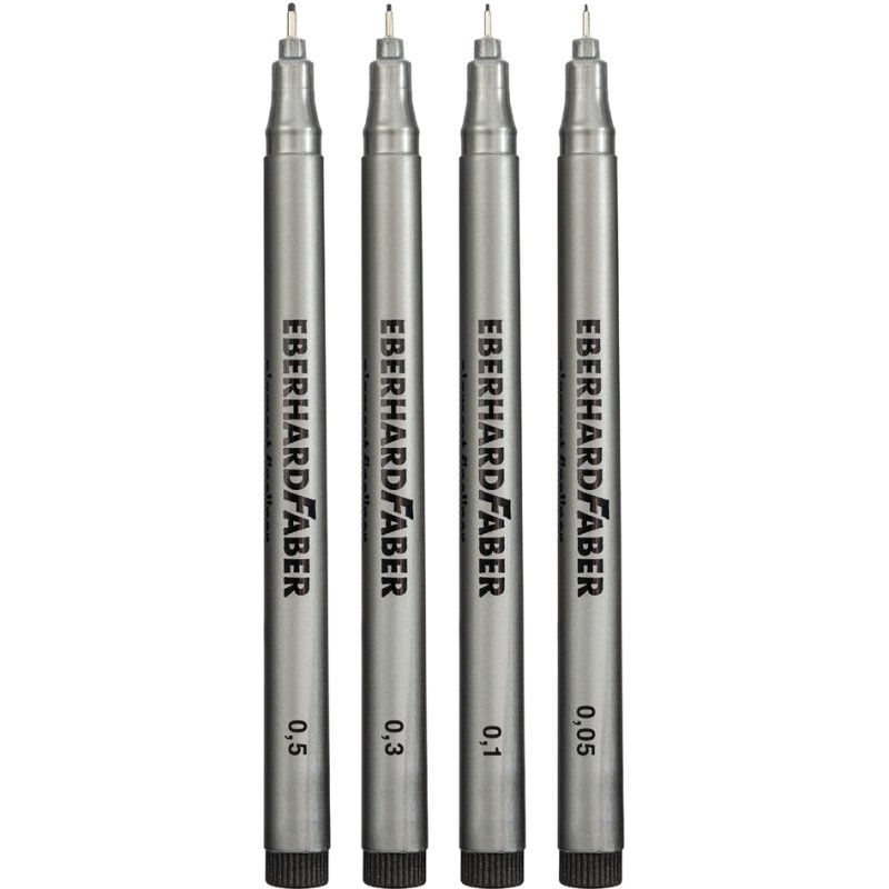 EBERHARD FABER Pigment liner, black, permanent ink, set of 4