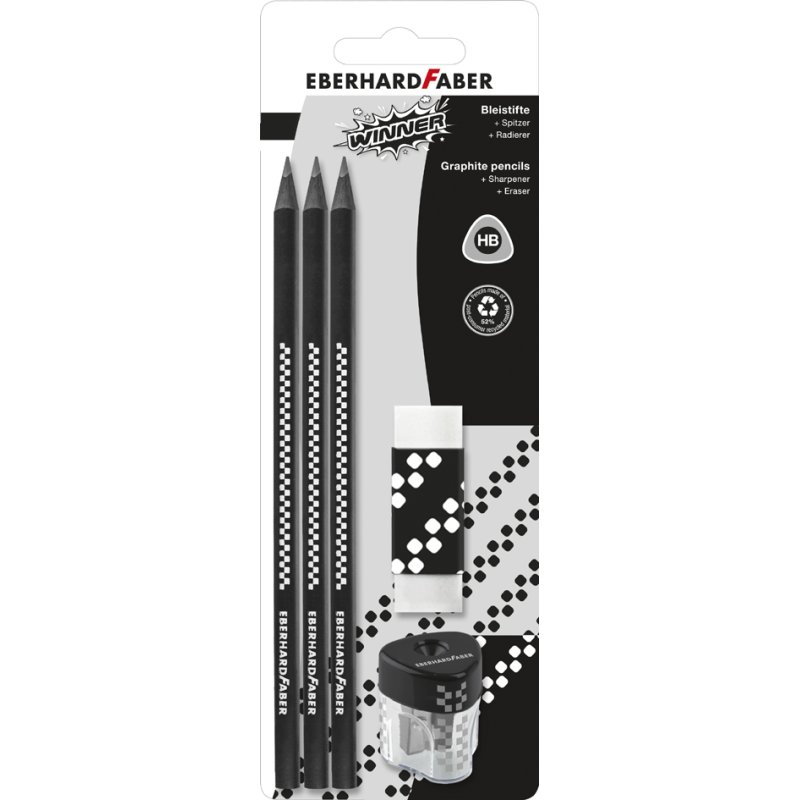 EBERHARD FABER ensemble de crayons WINNER, HB, noir, 5 pièces