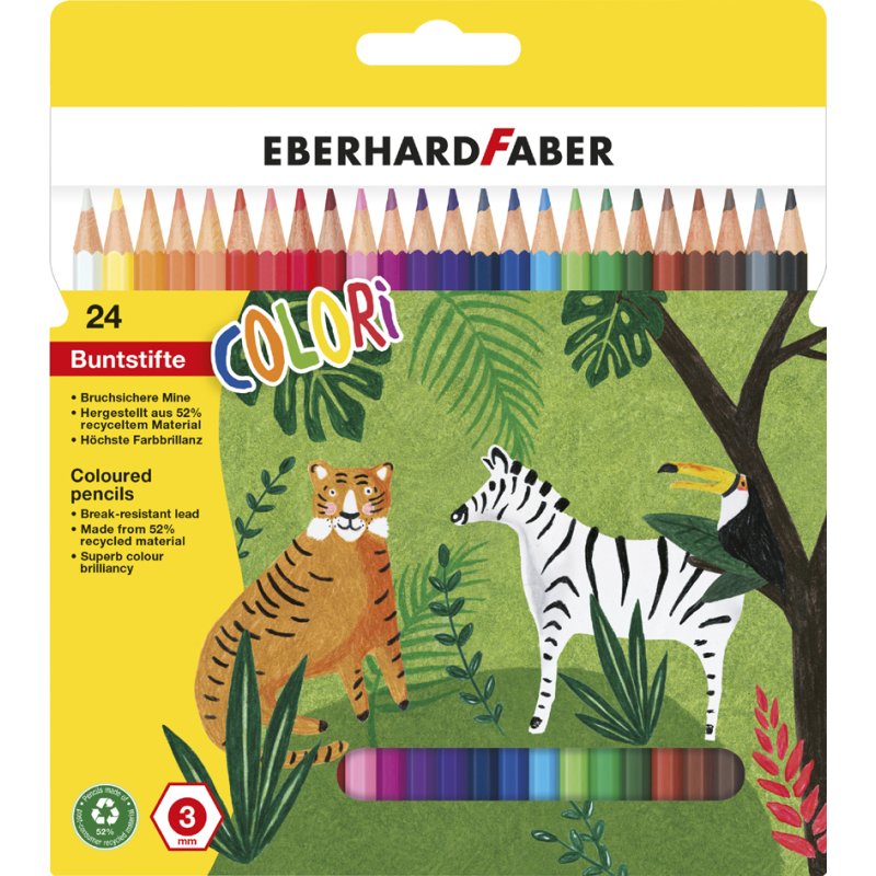 EBERHARD FABER crayons de couleur COLORI, hexagonaux, mine 3 mm, 24 pièces