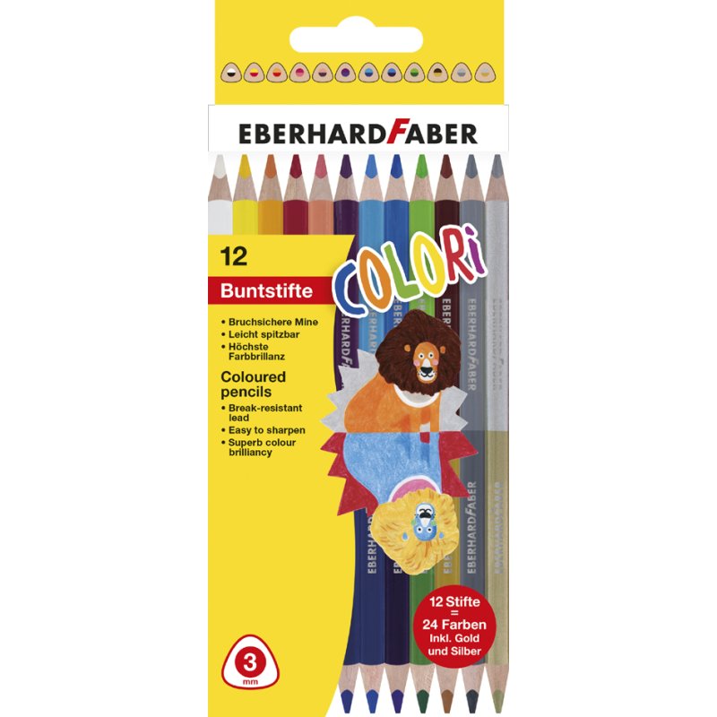 EBERHARD FABER kleurpotloden COLORI DUO, driehoekig, 2 punten, 24 stuks