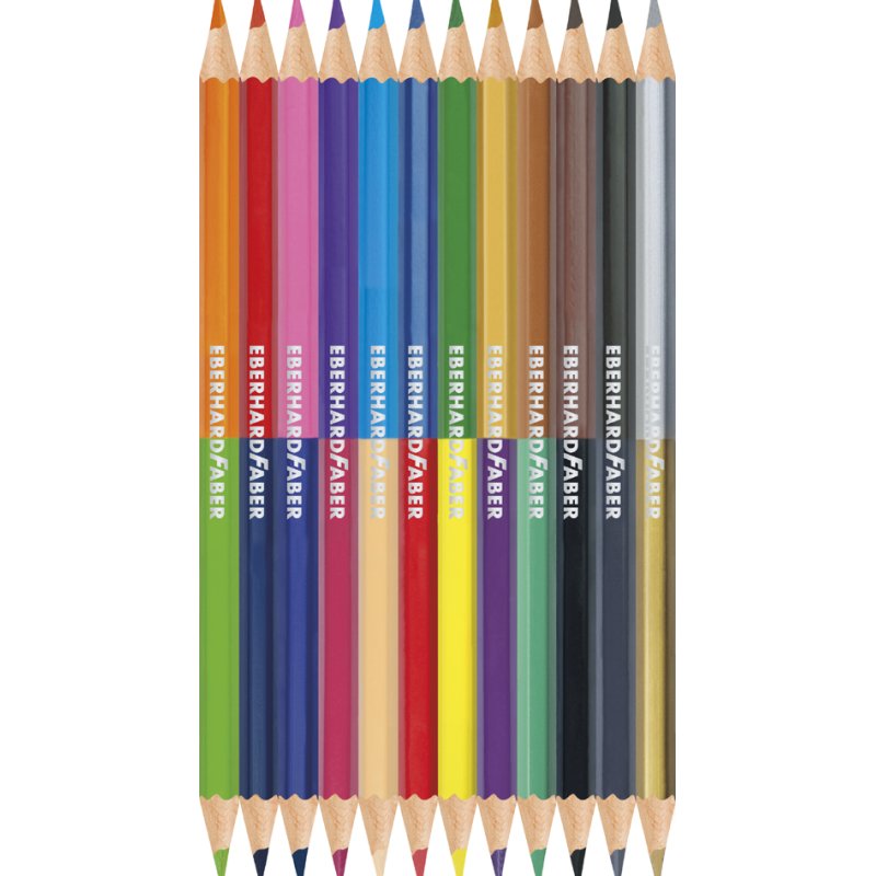 EBERHARD FABER crayons de couleur COLORI DUO, triangulaire, 2 pointes, 24 pièces