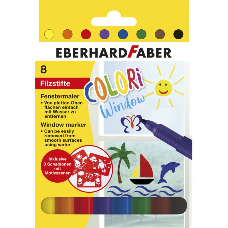 EBERHARD FABER craies de tableau, 8 pièces avec pochoirs, pointe ronde 1-2 mm