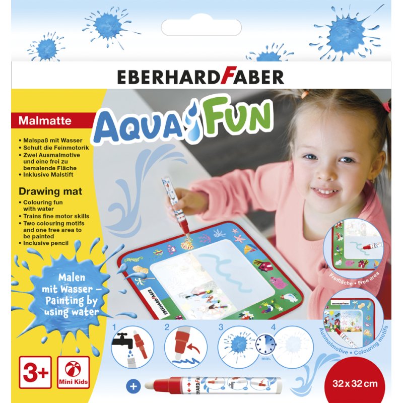 EBERHARD FABER Aqua Fun tekenmat, 320 × 320 mm, inclusief stift