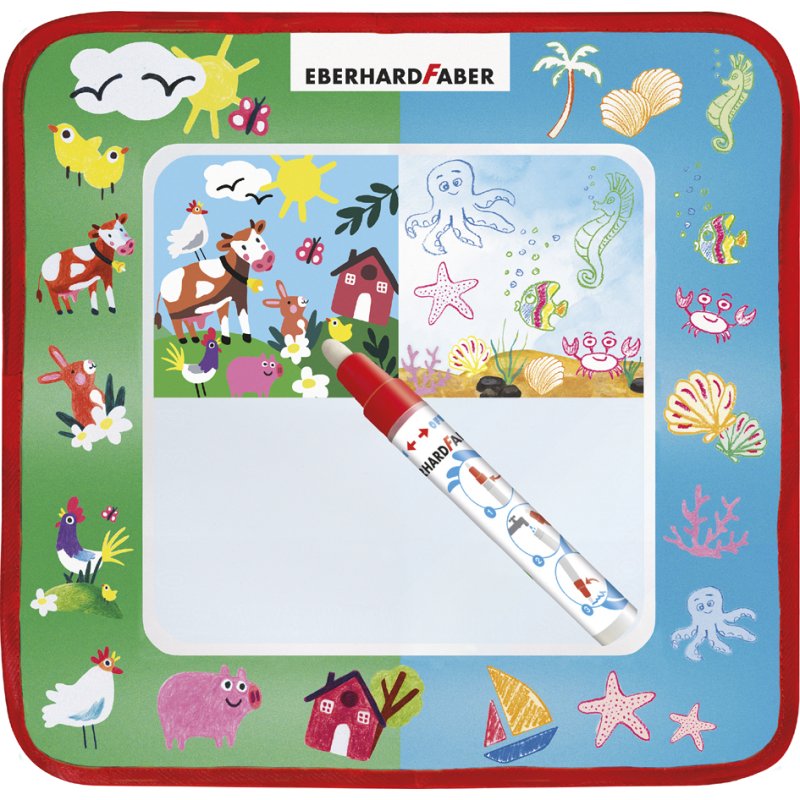 EBERHARD FABER Aqua Fun tekenmat, 320 × 320 mm, inclusief stift