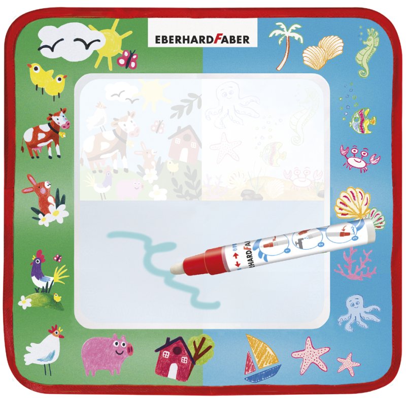 EBERHARD FABER Aqua Fun tekenmat, 320 × 320 mm, inclusief stift