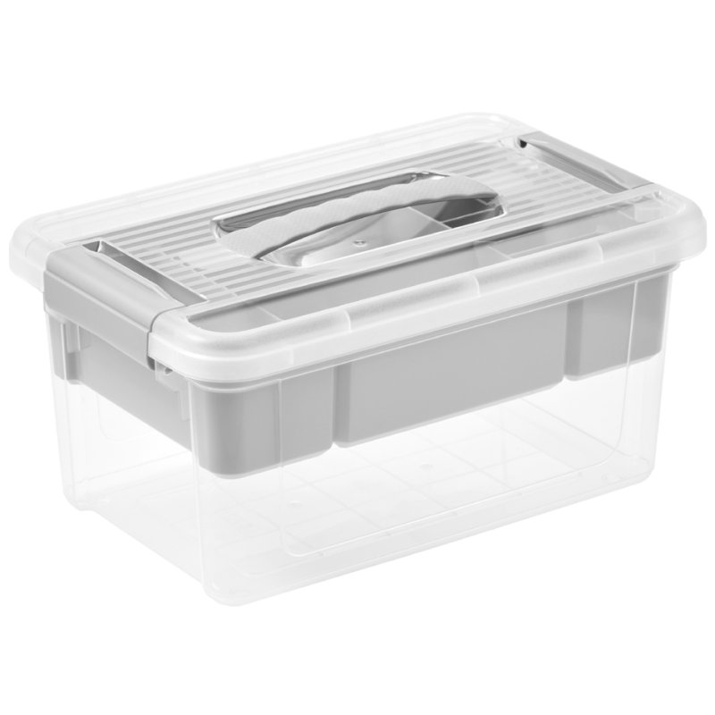 keeeper boîte de rangement Henri, 9 litres, transparent avec accents gris