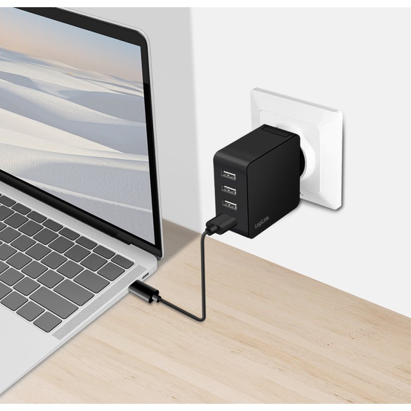 LogiLink Adaptateur de prise USB, 4x USB-A, 24 Watts, noir