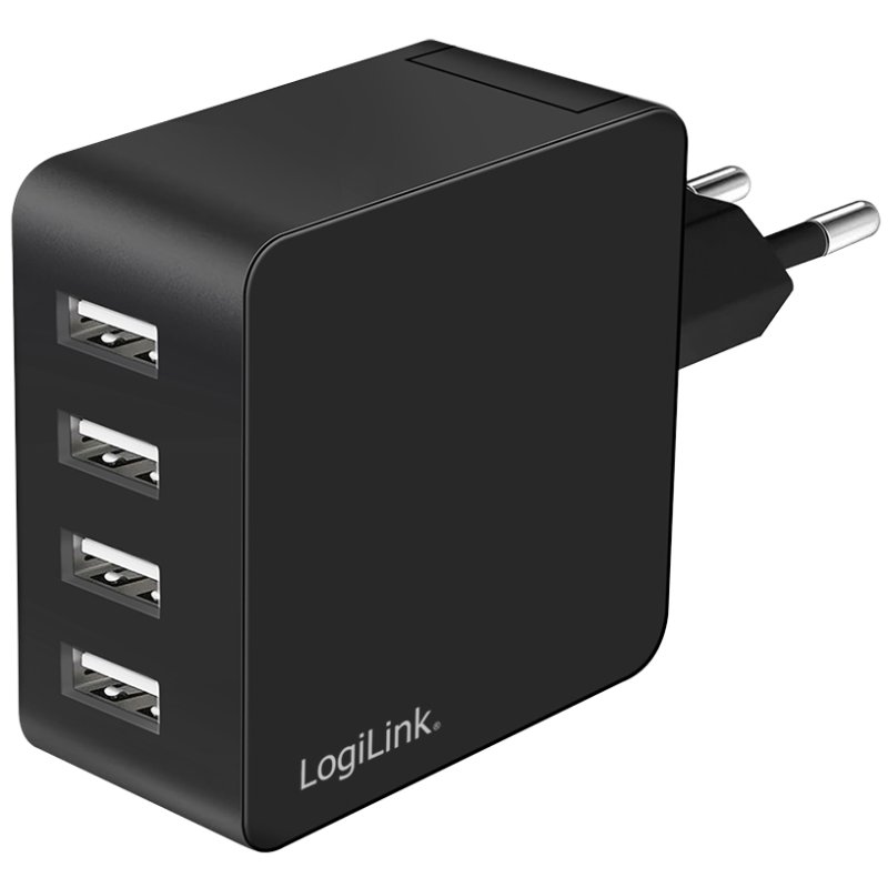 LogiLink Adaptateur de prise USB, 4x USB-A, 24 Watts, noir