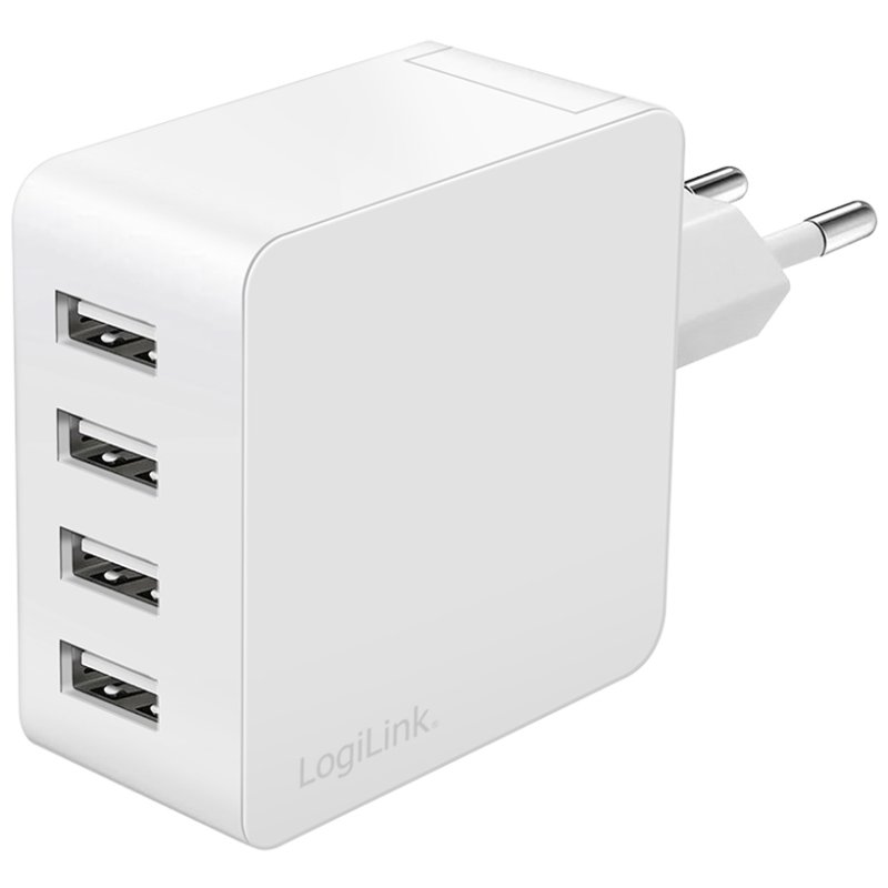 LogiLink Adaptateur de prise USB, 4x USB-A, 24 Watts, noir