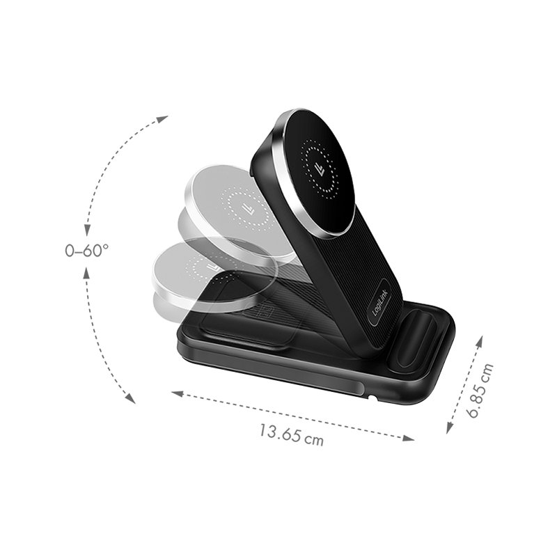LogiLink 4-in-1 charging station, black, foldable