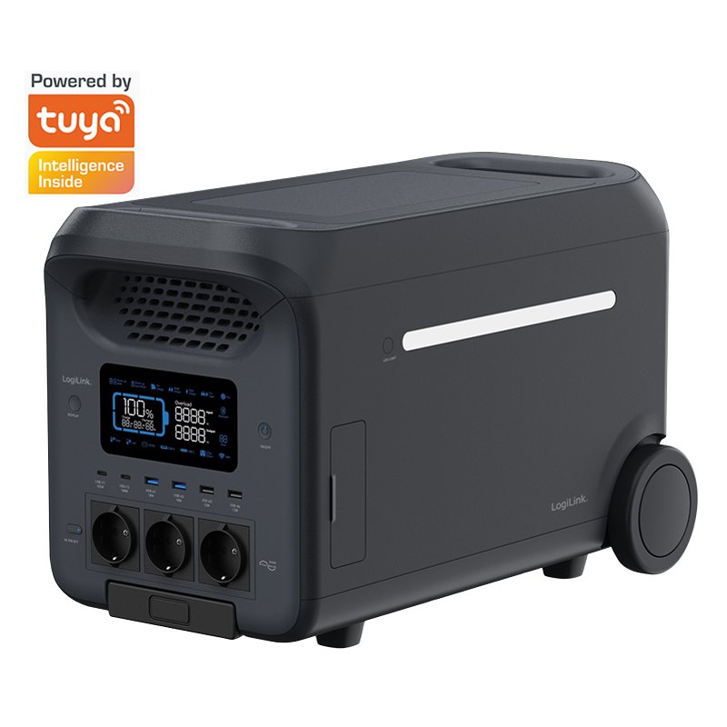 LogiLink batterie d'extension pour centrale électrique 3.000 Watt, noir, 2.500 Wh, LiFePO4