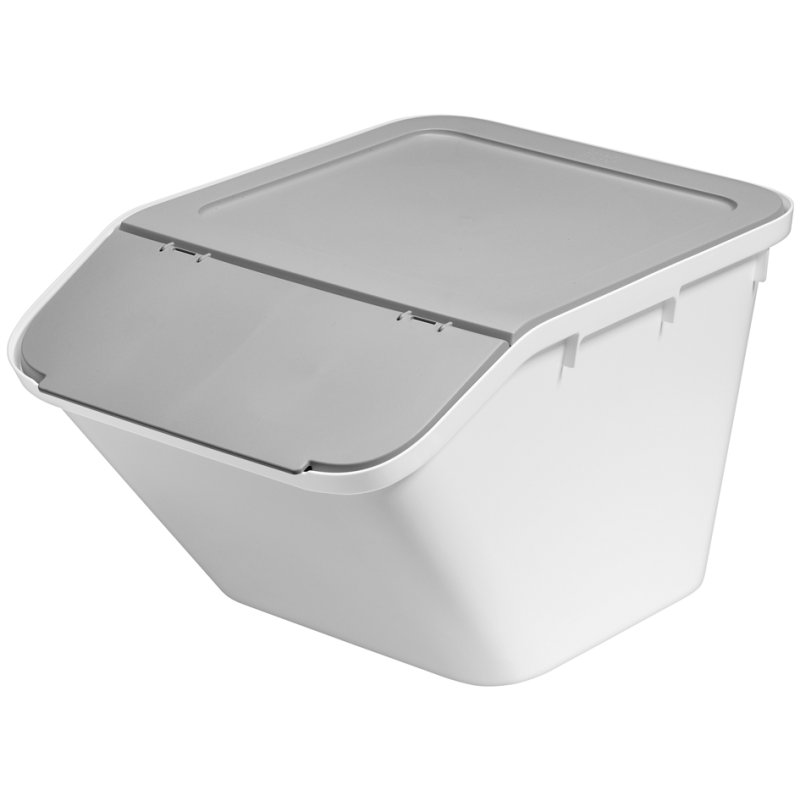 smartstore Stack-it M boîte de rangement, gris/blanc, empilable, 37 litres