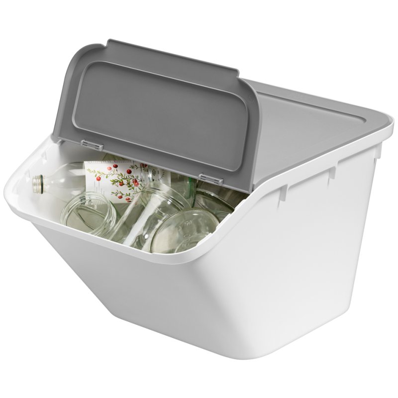 smartstore Stack-it M boîte de rangement, gris/blanc, empilable, 37 litres