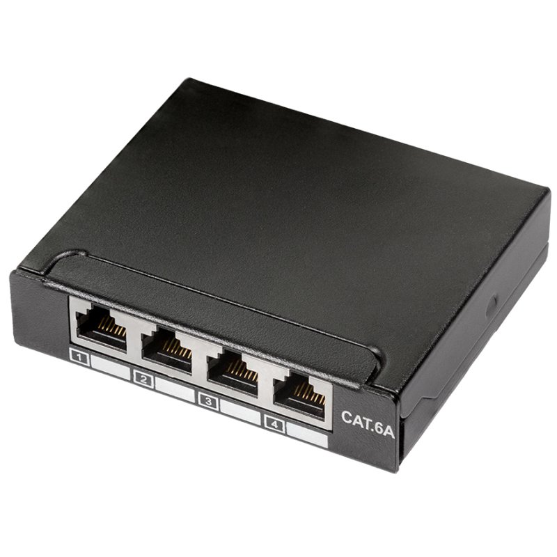 LogiLink Répartiteur professionnel mini, Cat.6A, 4 ports, noir
