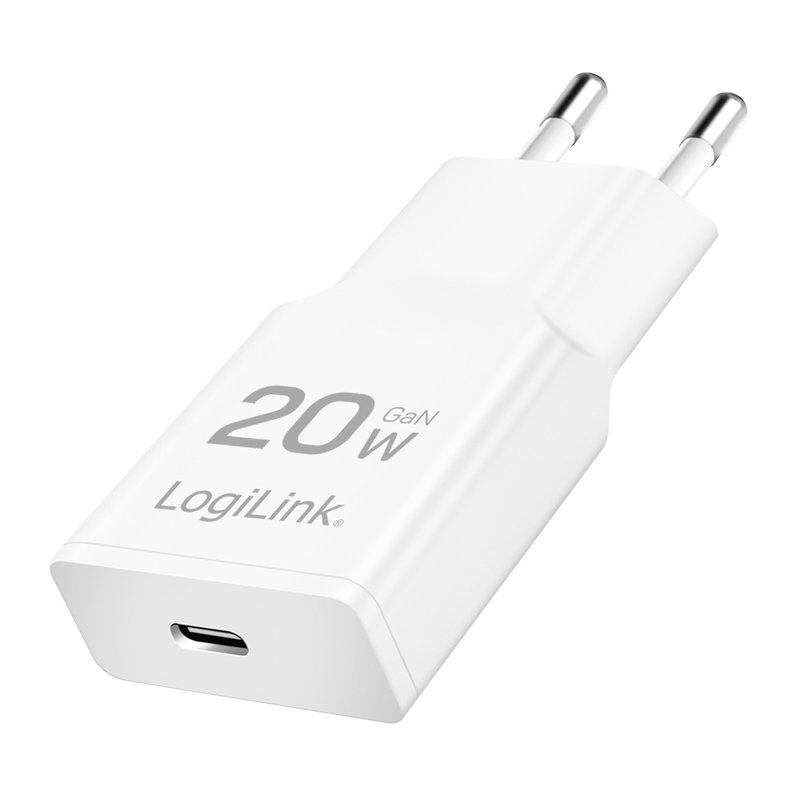 LogiLink Adaptateur prise USB-C, 20 watts, blanc