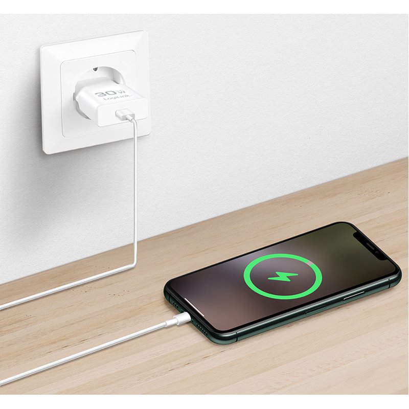 LogiLink USB-C laadadapter, 30 watt, wit, GaN-technologie