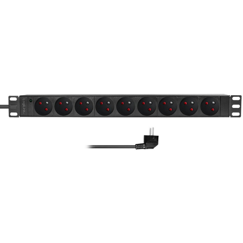 LogiLink Professional power strip 19 inch, black, 9 sockets, 3600 W