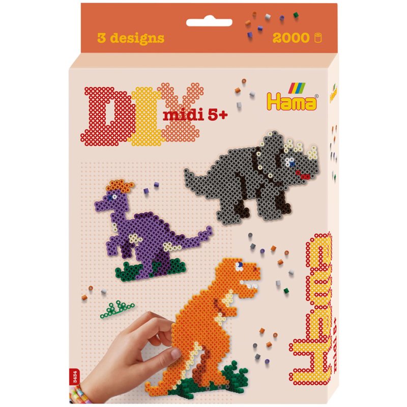 Hama fuse beads midi Dino World, gift box, 2,000 pieces
