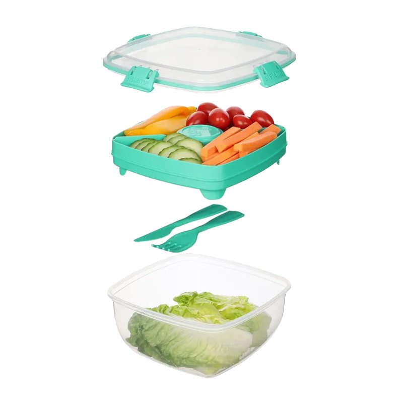 Sistema saladebox To Go, 1,1 liter, aparte vakken, inclusief bestek