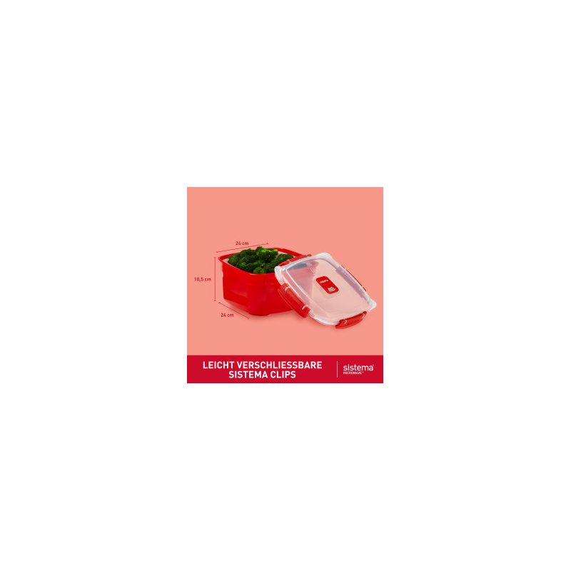 Sistema magnetronschaal Medium Steamer, 2,4 liter, rood