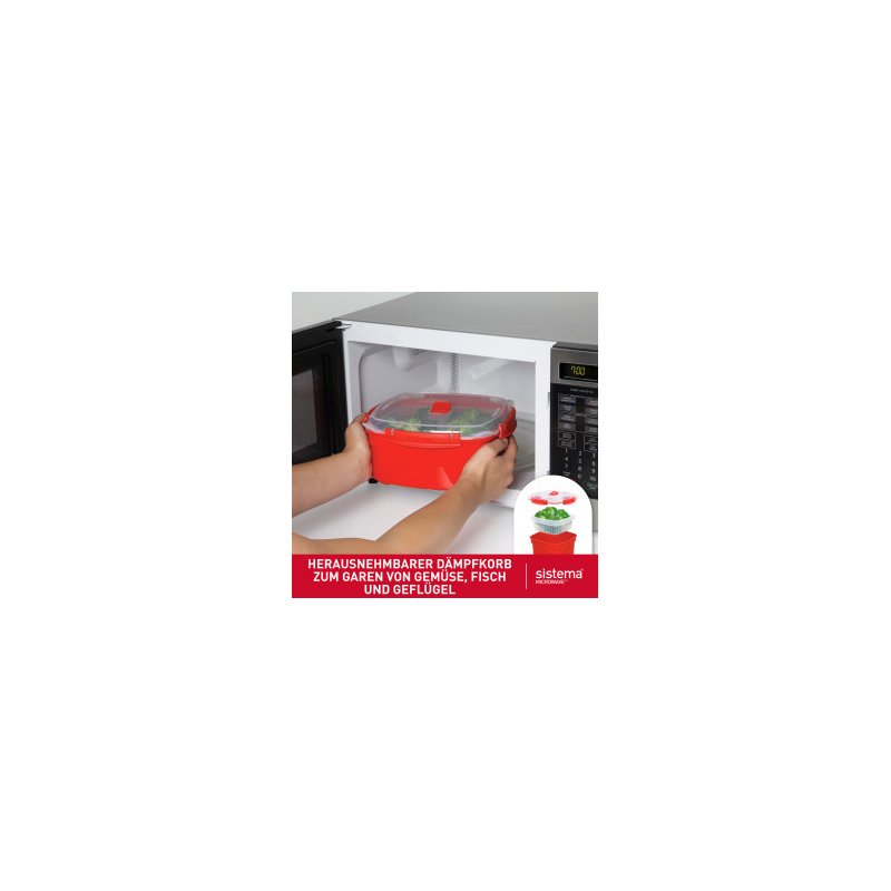 Sistema magnetronschaal Medium Steamer, 2,4 liter, rood
