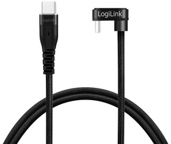 LogiLink USB-C naar USB-C kabel, 180 graden gehoekt, zwart, 1,0 meter