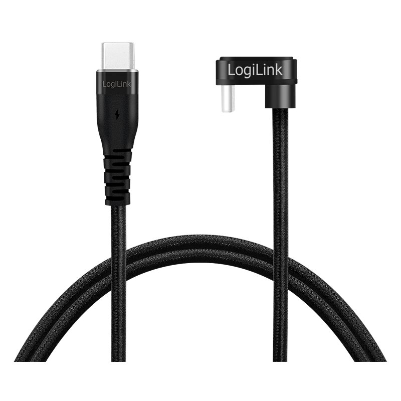 LogiLink Câble USB-C, 3 mètres, noir, connecteur 180° coudé