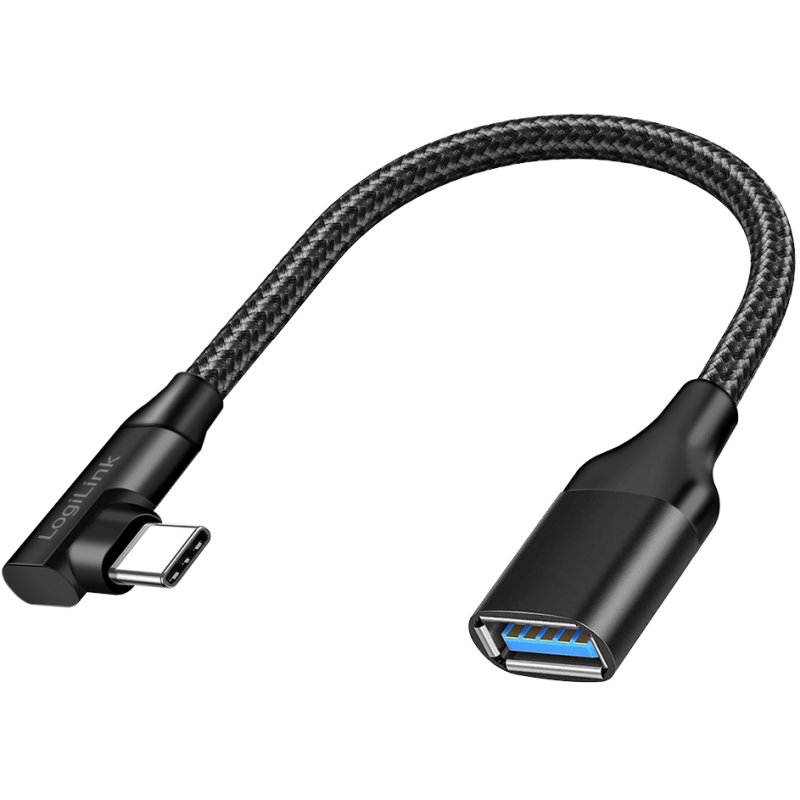 LogiLink USB-C to USB-A adapter, black, 90° angled, USB 3.2