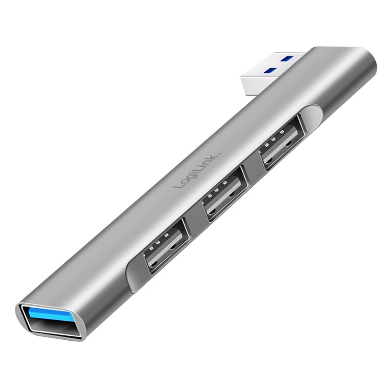 LogiLink Hub USB 3.0 4 ports, ultra-mince aluminium, argent
