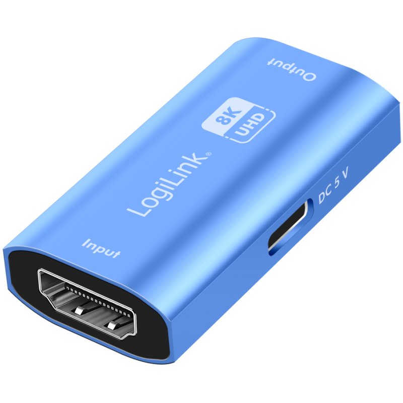 LogiLink HDMI signal booster, 8K/60Hz, aluminium, blue