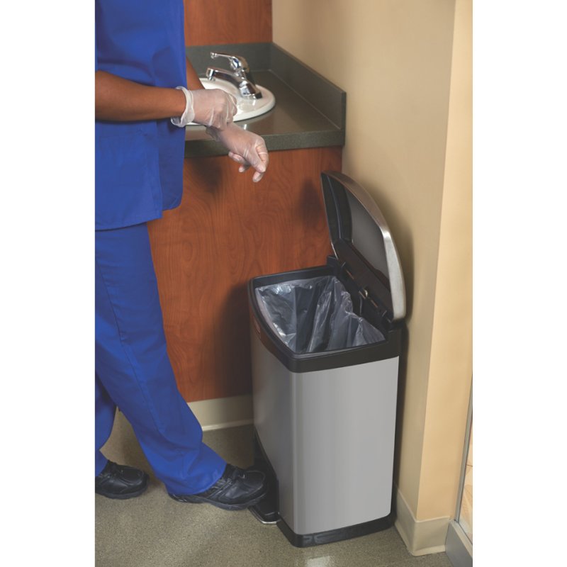 Rubbermaid poubelle à pédale Slim Jim, acier inoxydable, argent/noir, 50 litres
