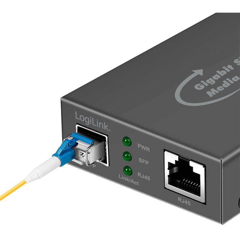 LogiLink Professional Gigabit media converter, RJ45/SFP, black, 100 km range