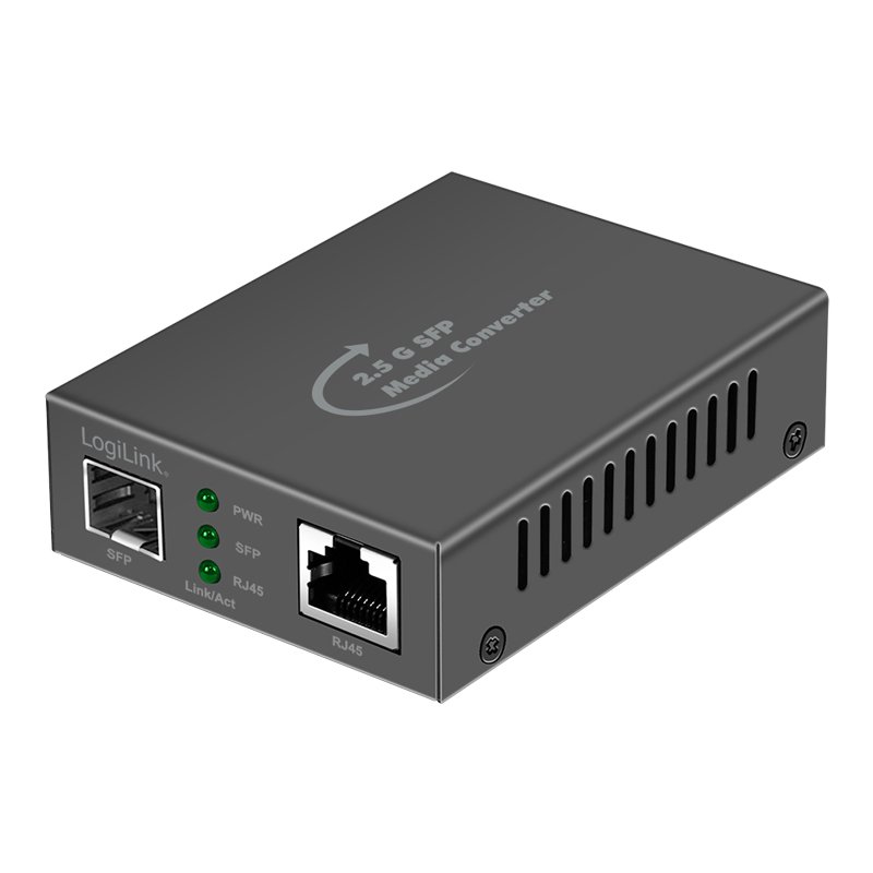 LogiLink Professional 2.5 Gigabit media converter, RJ45/SFP, black