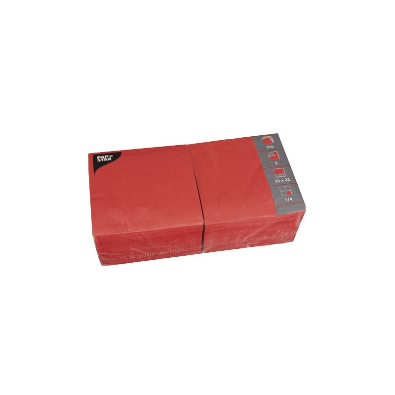 PAPSTAR serviettes de table, 33×33 cm, rouge, 250 pièces