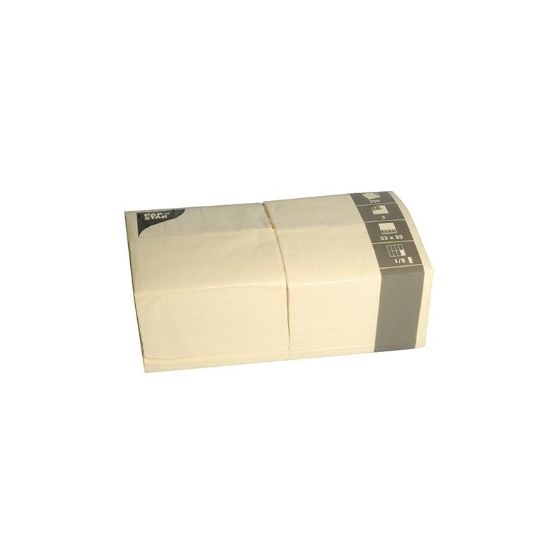 PAPSTAR serviettes de bistro, 33×33 cm, 3 plis, jaune, 250 pièces