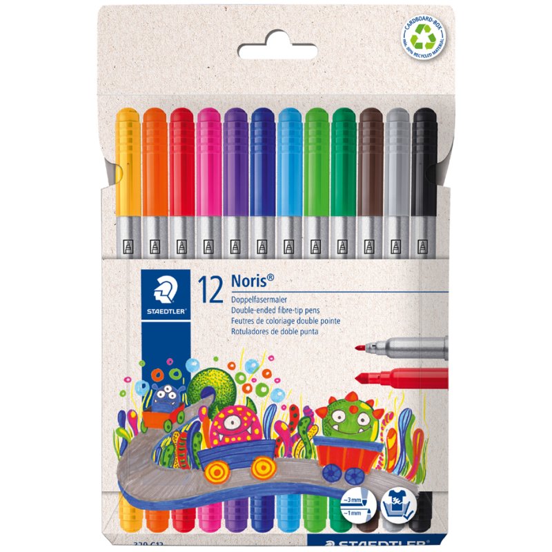STAEDTLER set de feutres à double pointe, 2 pointes 1,0-3,0 mm, 12 pièces