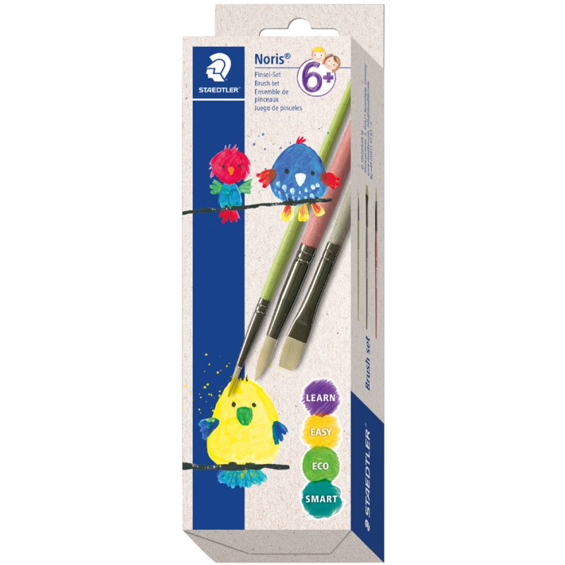 STAEDTLER brush set, 3-piece, sizes 2/8 round and 8 flat