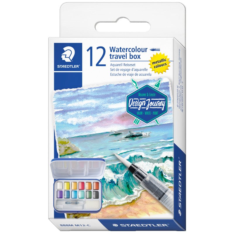 STAEDTLER aquarelle métallisée, 12 couleurs, boîte métallique