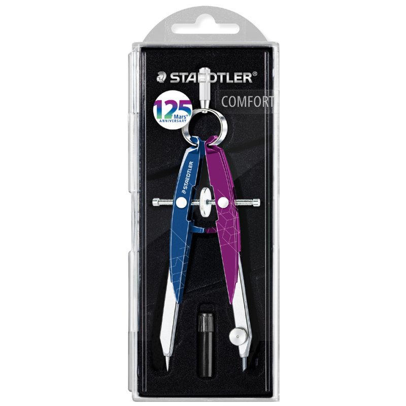 STAEDTLER compas de précision Mars Comfort, bleu/lilas, 154 mm, plastique/métal