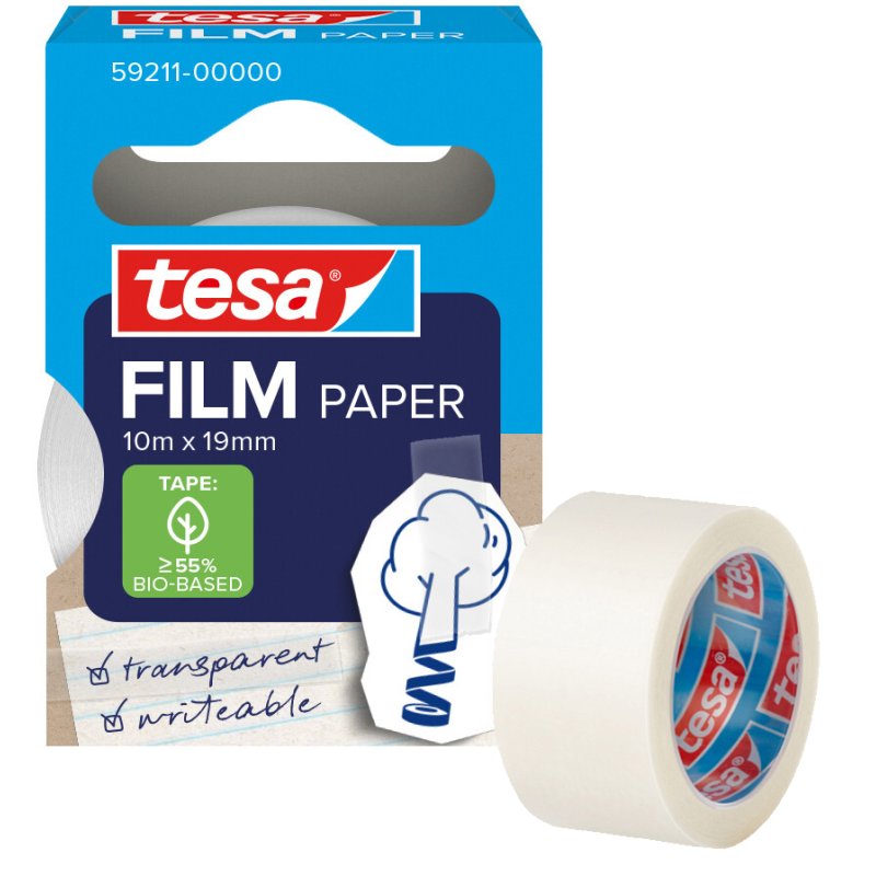 tesa ruban adhésif transparent, inscriptible, 19 mm × 33 m