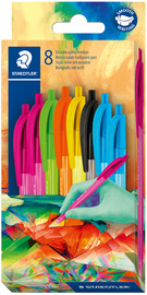 STAEDTLER drukbalpennen ball 4230 M Edition 1, driehoekig, donkere kleuren, 8 stuks