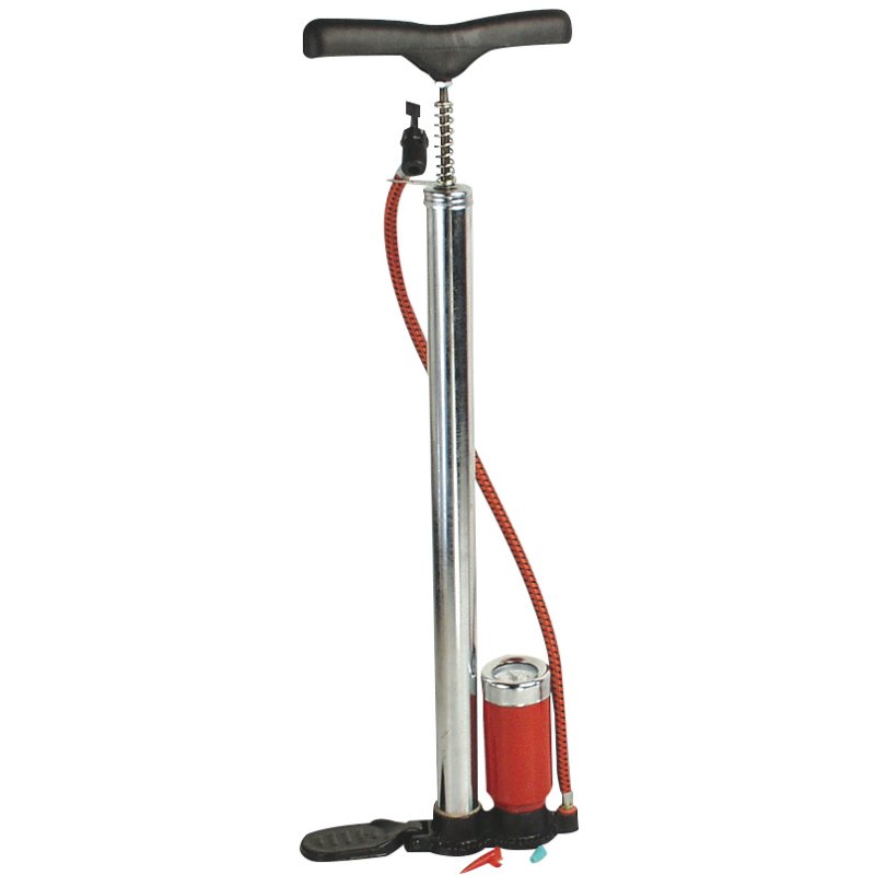 BRÜDER MANNESMANN pompe à vélo sur pied avec manomètre, noir/rouge, 7 bar