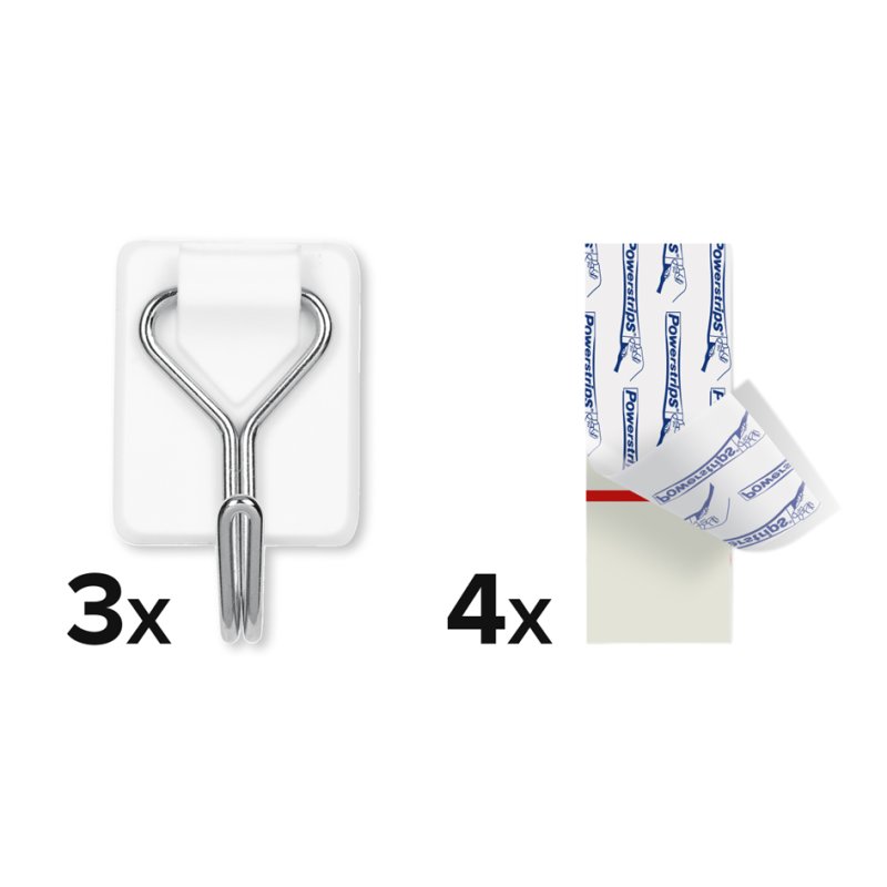tesa Powerstrips crochets petit, réutilisable, blanc, 3 pièces