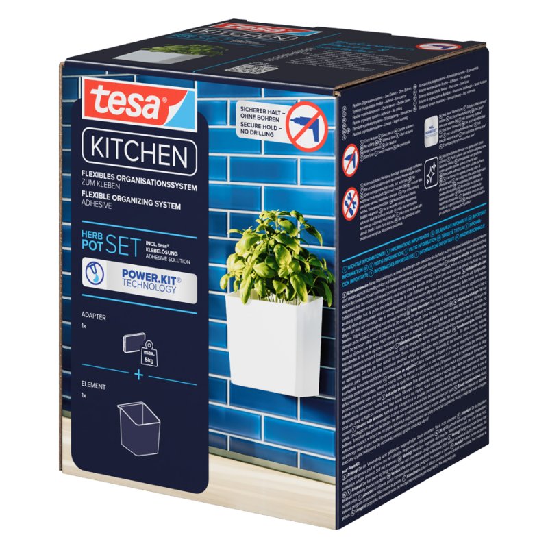 tesa KITCHEN spice jar, white, plastic, 135×145×135 mm