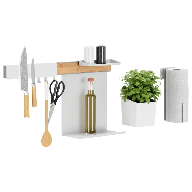 tesa KITCHEN ensemble d'organisation cuisine L, 8 pièces, blanc, plastique