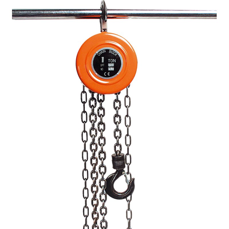 BRÜDER MANNESMANN chain hoist, 1 tonne load capacity, orange, 3 m chain length