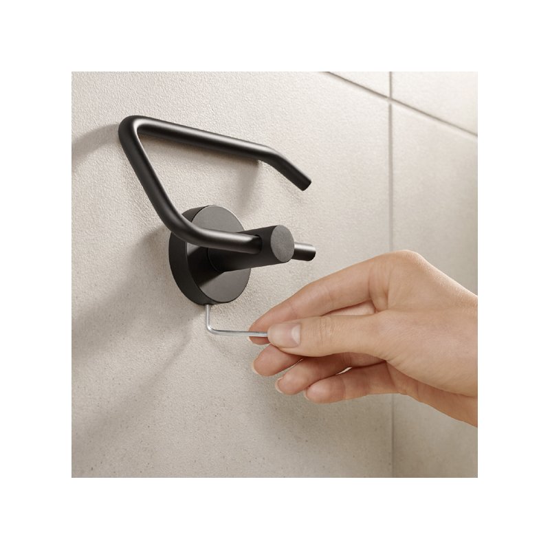 tesa porte-rouleau WC MOON BLACK, noir, réutilisable, 140×53×99 mm