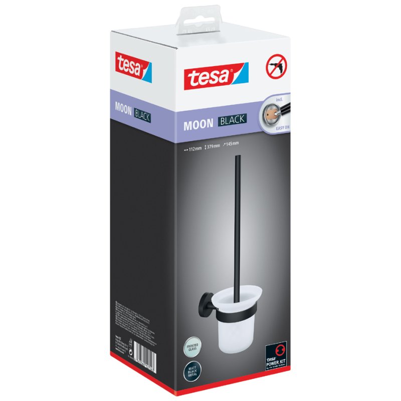 tesa ensemble brosse WC MOON BLACK, noir, réutilisable
